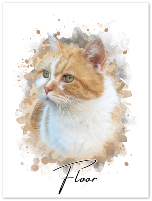 Watercolour Pet Portrait Photo Print